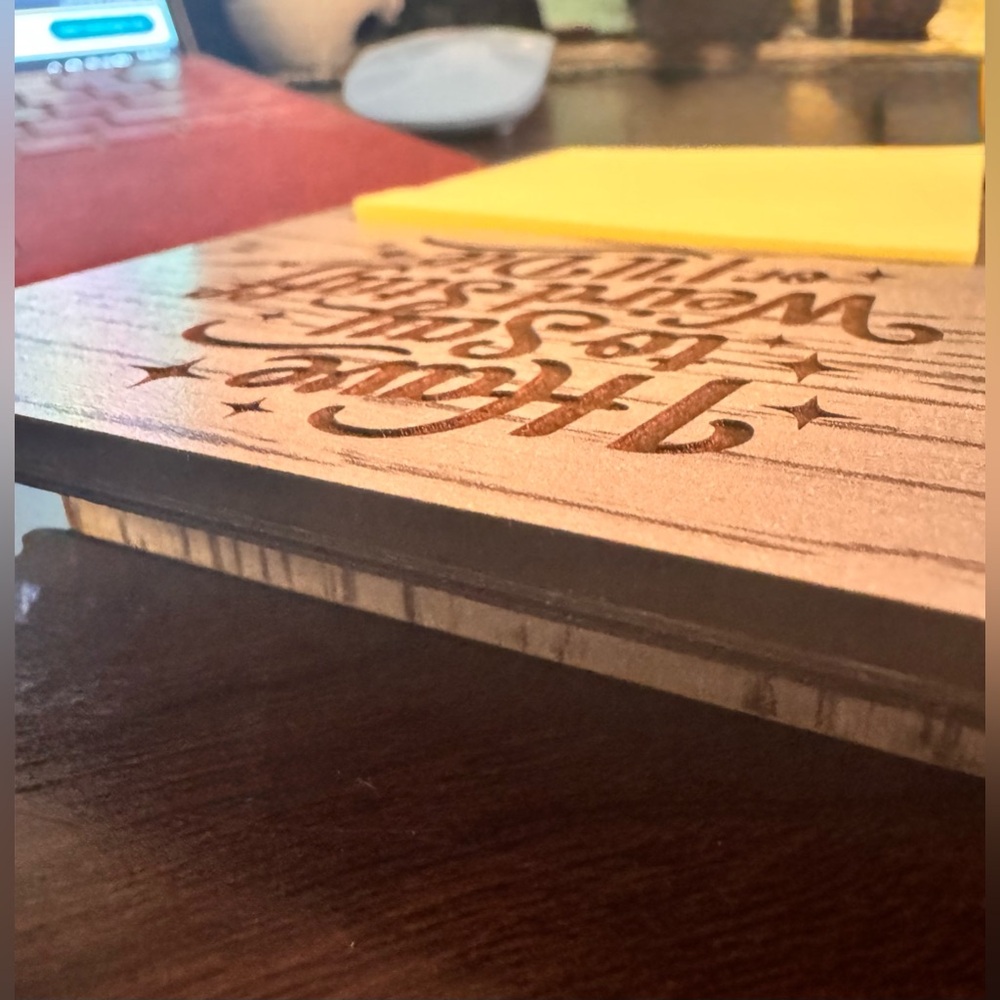 Hand crafted by me Wooden post-it note and pen desk holder with humorous sayings - Picture 7 of 9